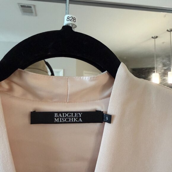 Badgley Mischka 100 Percent Silk Draped Peplum Dress – Size 6 - Picture 3 of 5